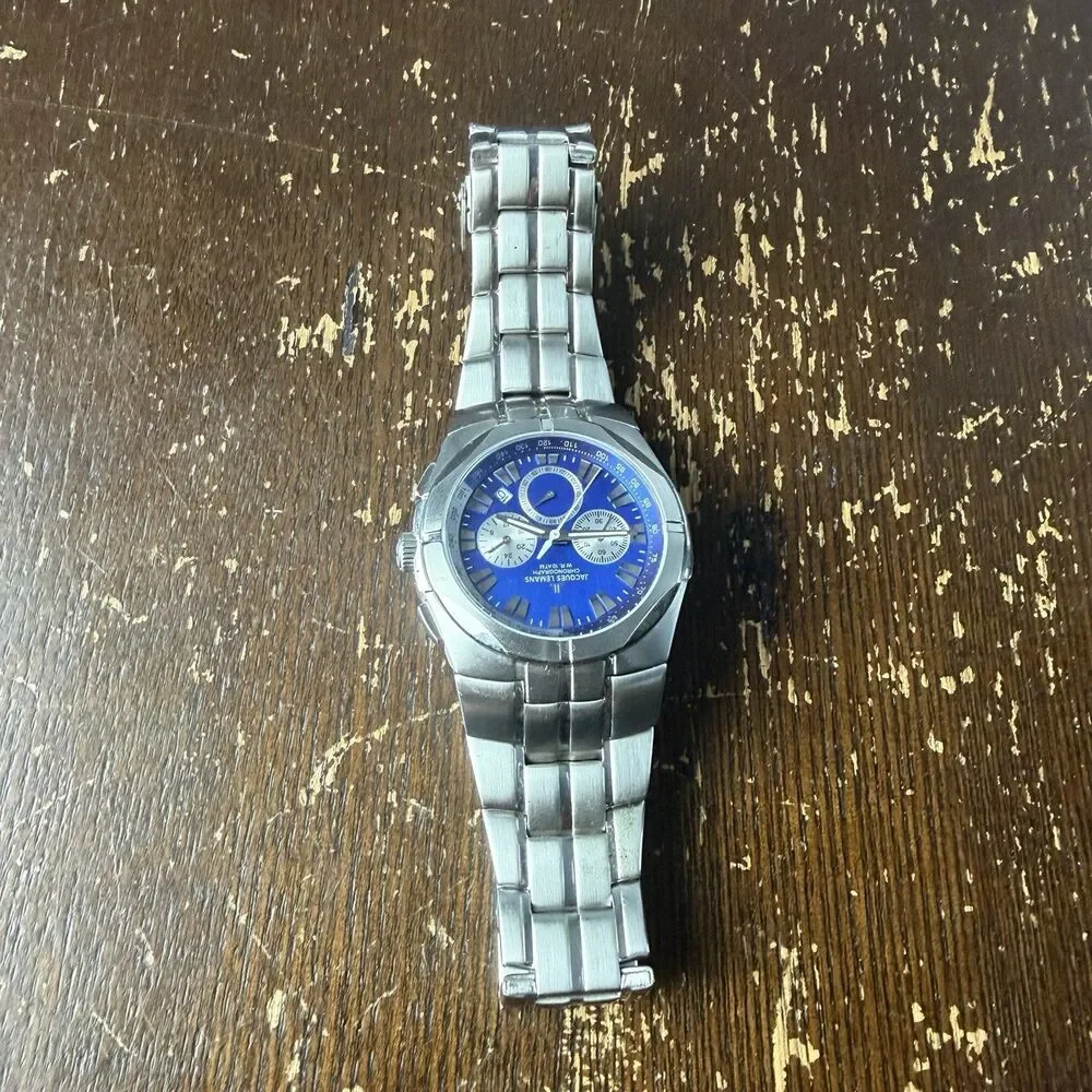 Jacques Lemans 1-1348 Chronograph Mens Vintage Watch With Brand New Battery